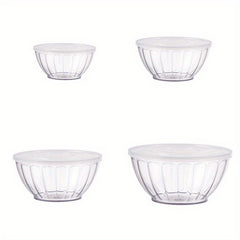 4pcs Round Transparent Salad Bowls with Lid