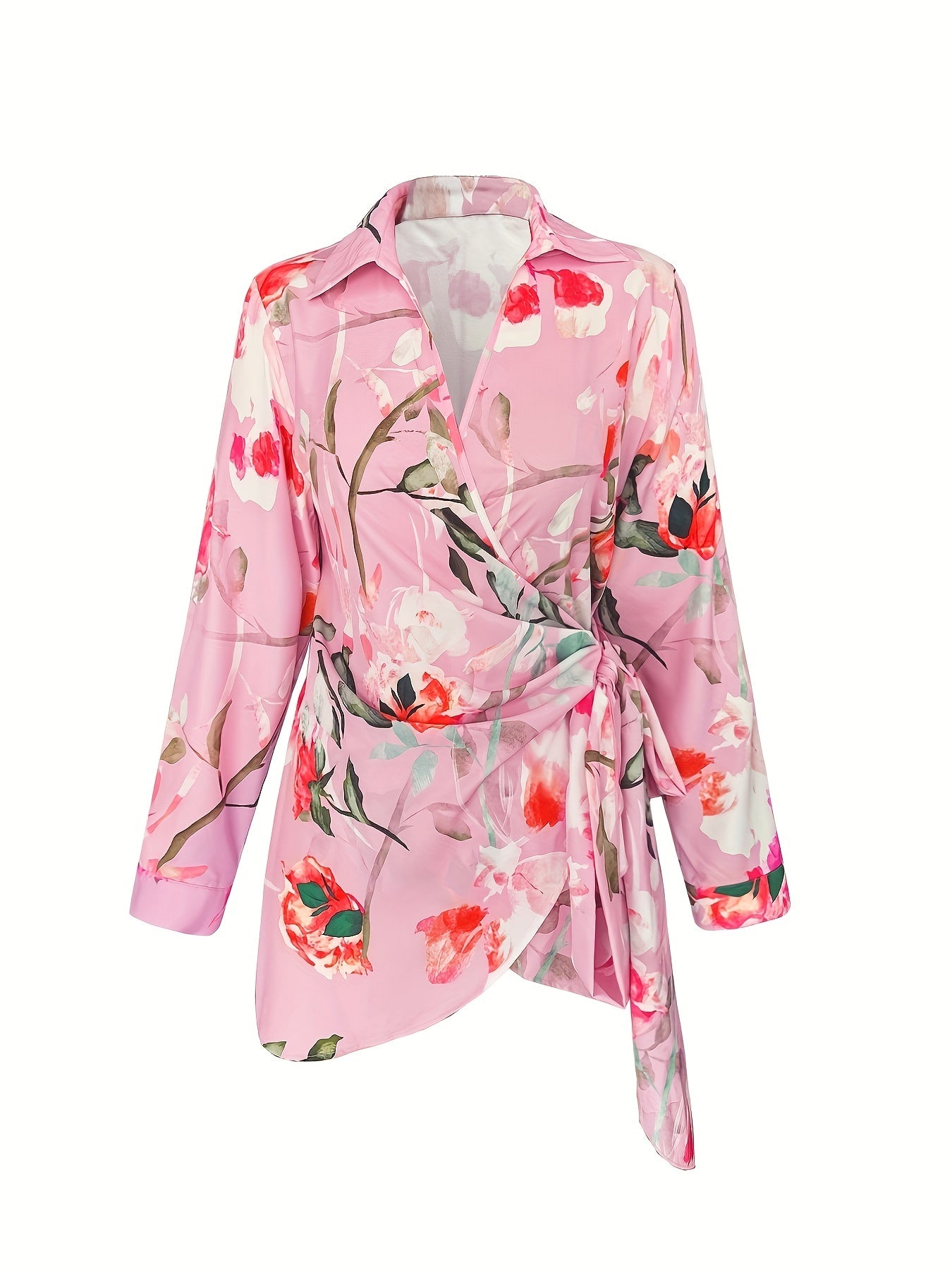  Women's Floral Print Blouse Long Sleeve