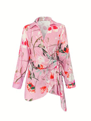  Women's Floral Print Blouse Long Sleeve