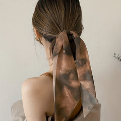 Smudged Ribbon Hair Tied Bun Ponytail Braided Rope Bow Scrunchie Accessories