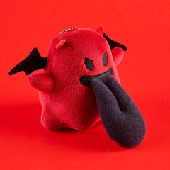 2pcs Devil Plush Keychain Pendants Halloween Gift Red & Golden Chains