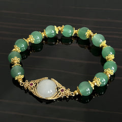 Stretchy Green Beaded Eye Of Providence Bracelet - Great Gift Idea