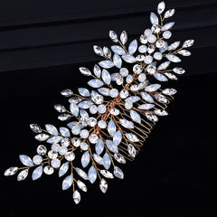 Crystal Leaf Bridal Hair Comb Alloy Wedding Accessory