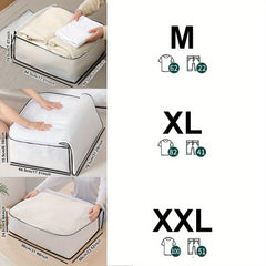 3pcs Foldable Fabric Storage Bins with Zipper Closure - Space Saving