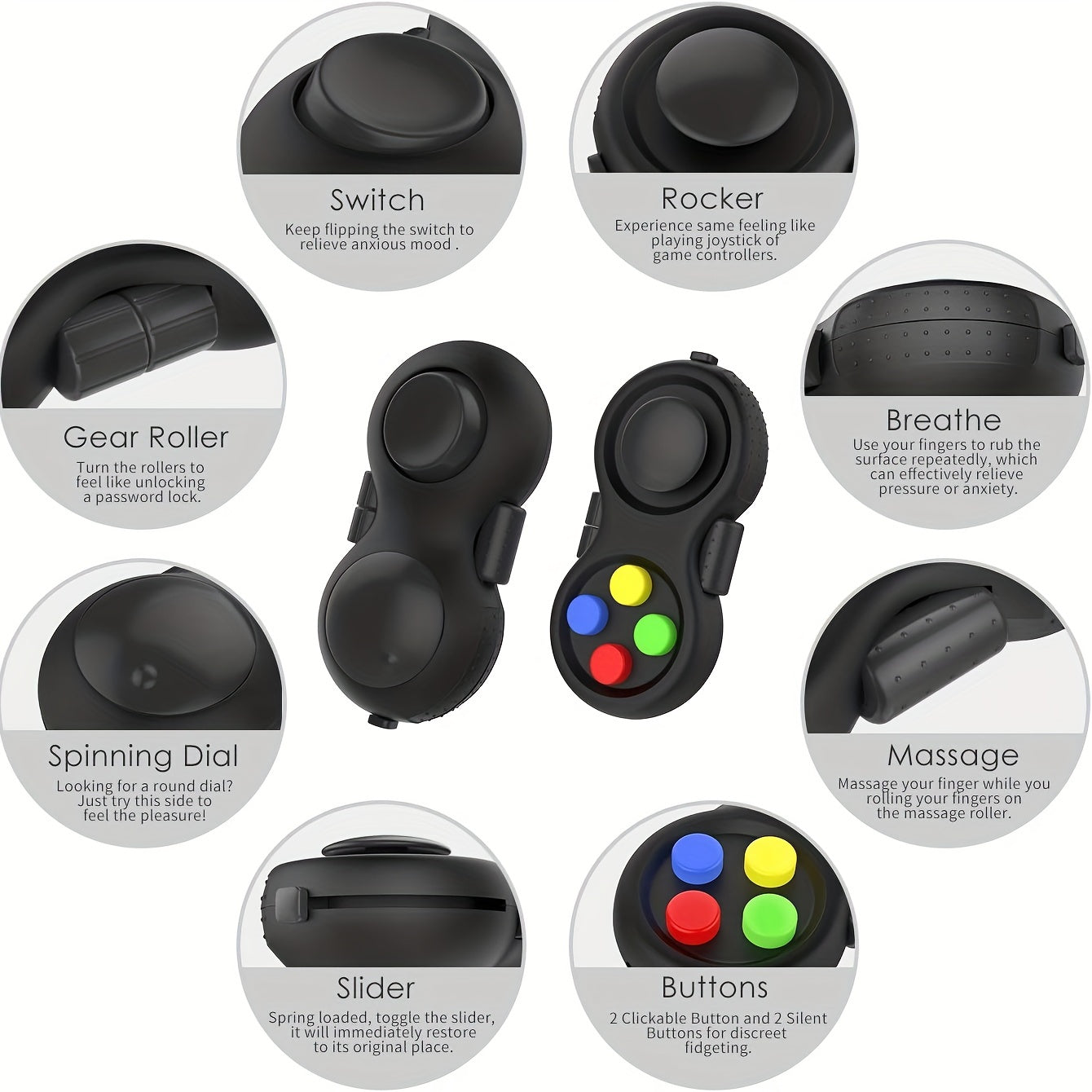 8-in-1 Fidget Pad Stress Reducer Toy