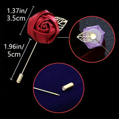 HAOSHICS 3Pcs Artificial Rose Flower Pins For Men Groom Suit Lapel