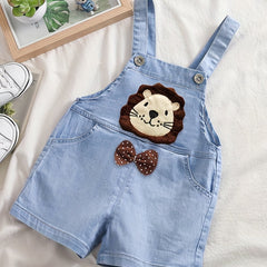 Lion Print Denim Overalls for Boys & Girls