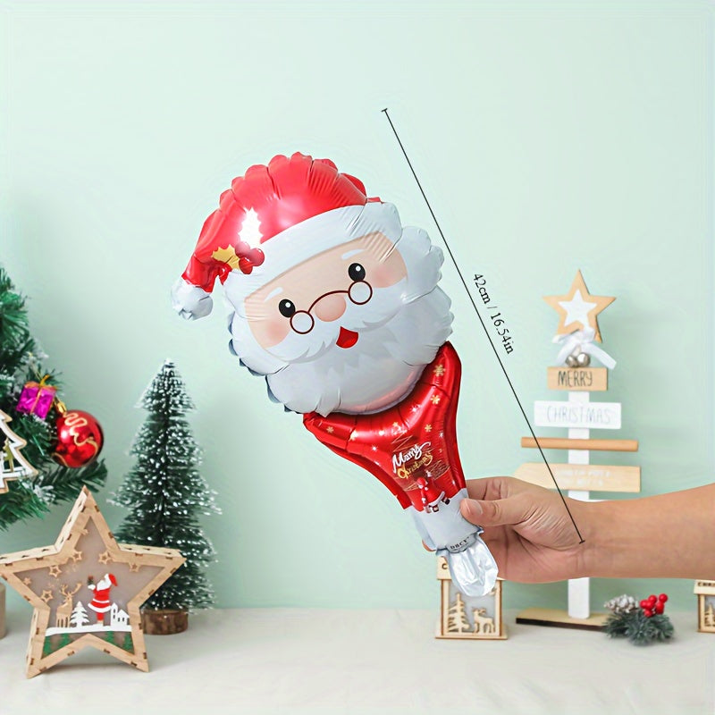 10pcs Christmas Hand Balloons Santa Claus Snowman Elk Gingerbread Man Decoration