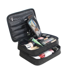 Large Capacity Double Layer Makeup Bags Organizer Travel Multifunctional