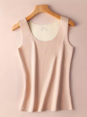 2pcs Thermal Underwear Warm Seamless Crew Neck Tank Top Women's Lingerie