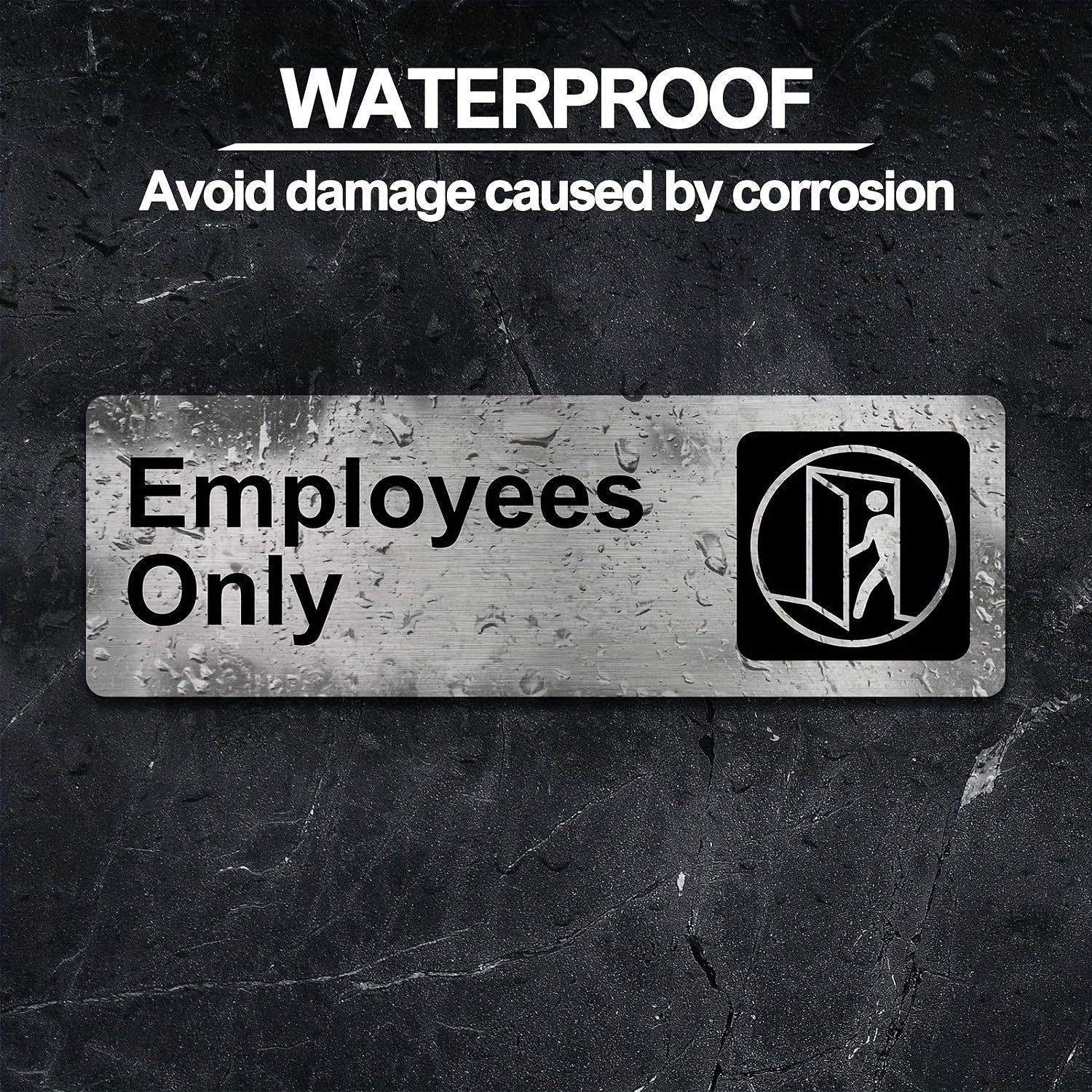 Employees Sign 22.86 X 7.62 cm Brushed Aluminum Self-adhesive Silver