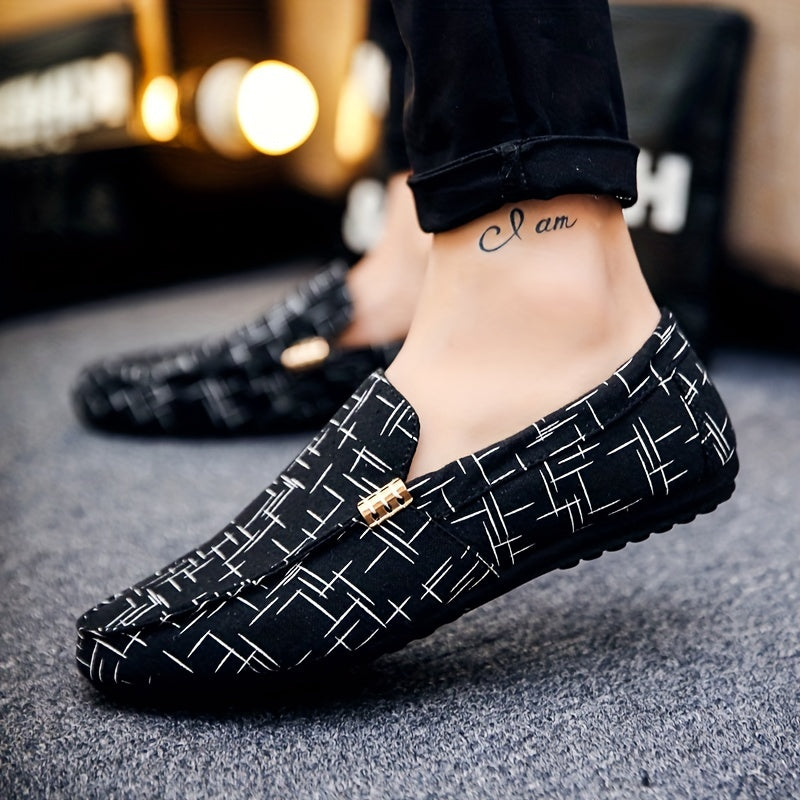 Men's Striped Loafers Lightweight Slip On Flat Shoes