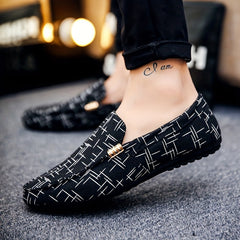 Men's Striped Loafers Lightweight Slip On Flat Shoes