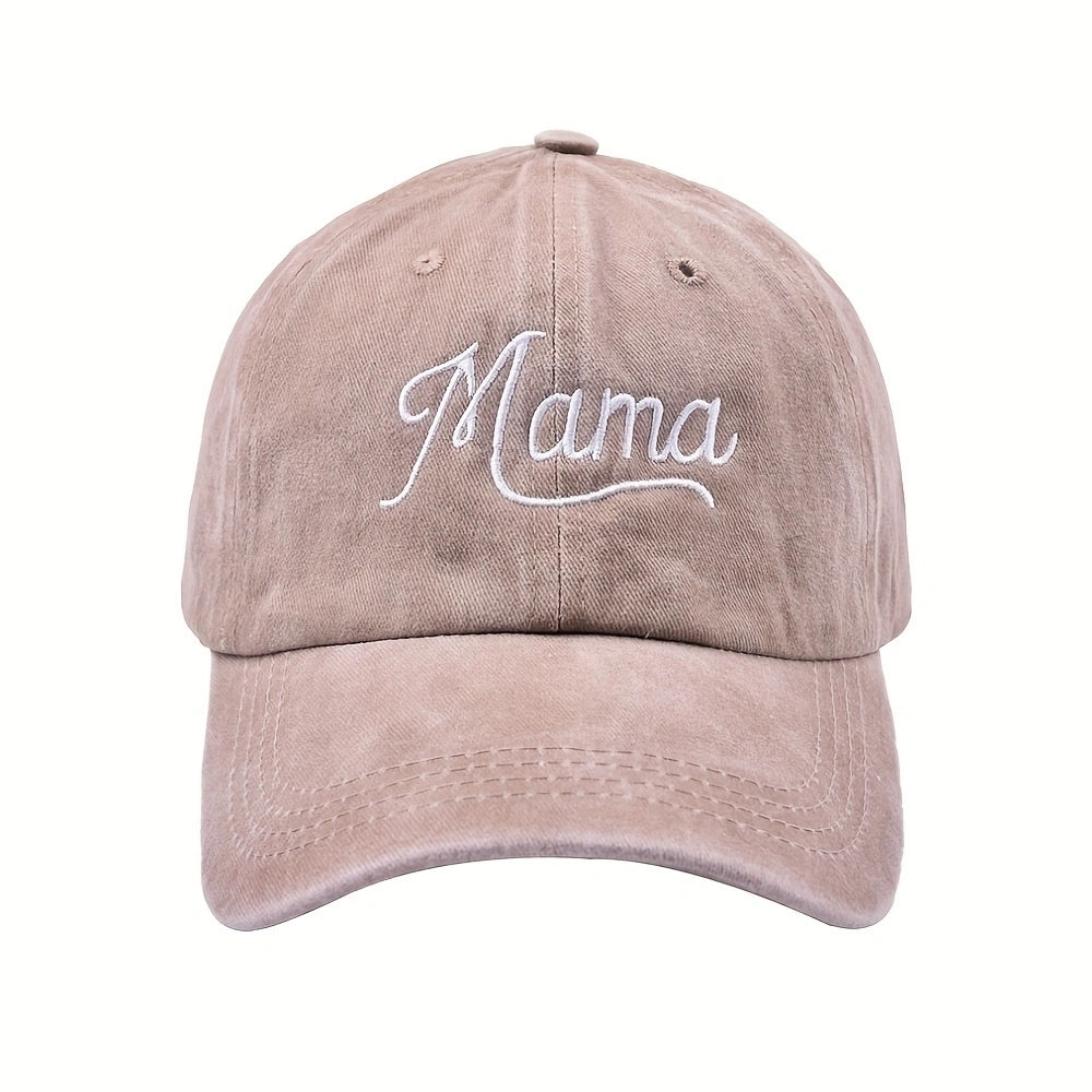 Mama Embroidery Baseball Cap Vintage Washed Dad Hat Adjustable Sunshade Sun Hats