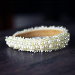 Romantic Pearl Bridal Headband Handcrafted Wedding Hair Accessory