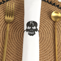 2pcs Skull Shape Metal Napkin Rings Halloween Table Decor