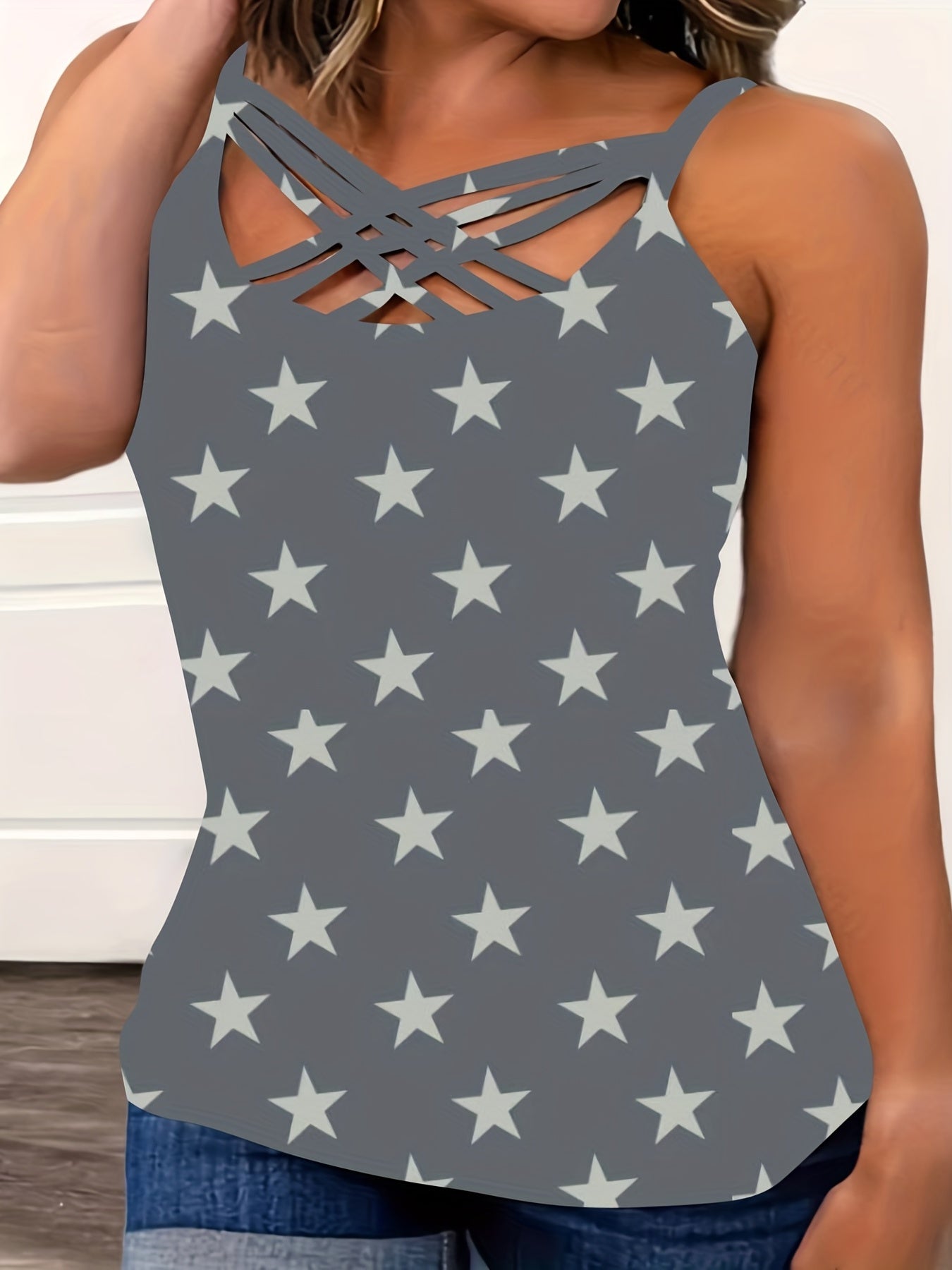 Sexy Leopard Criss Cross Cami Top