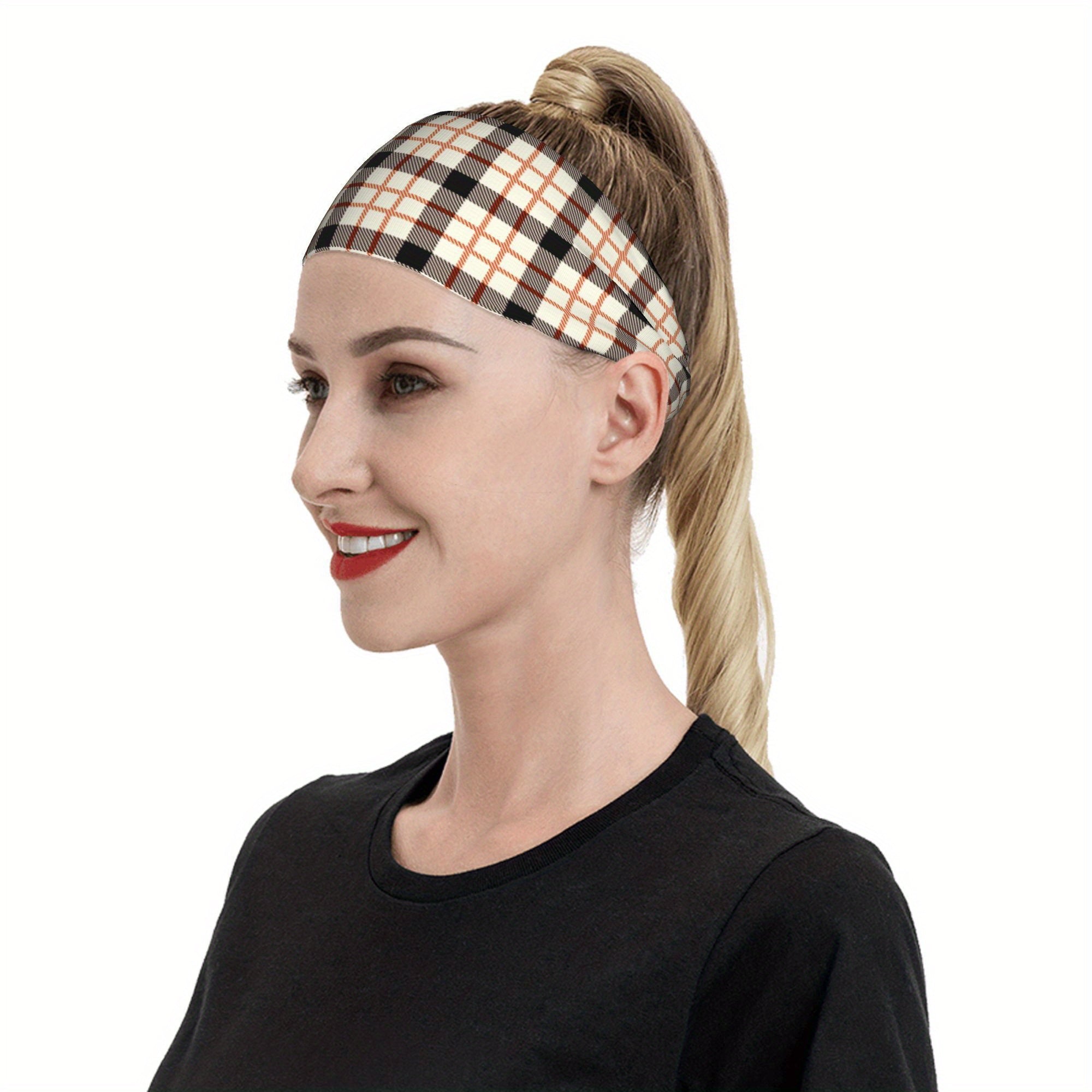 Check Plaid Headband & Pattern Stretchy Fabric Comfort Fit