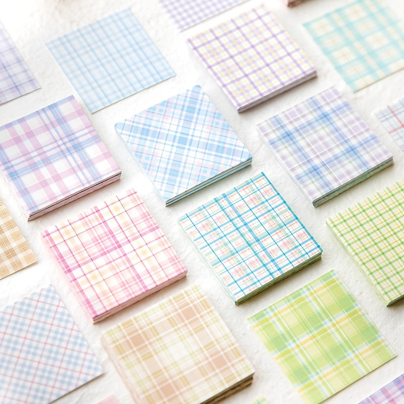 100pcs Memo Pad Plaid Planet Series Notepad