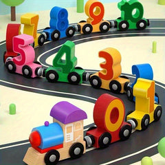 Wooden Magnetic Train Number Puzzle Toy 1-10 Interactive Learning Game