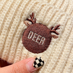 Antlers Fleece Warm Knit Hat Cold Proof Poop Beanie Hat