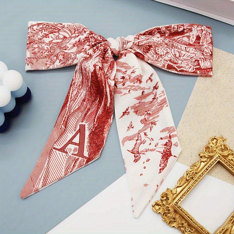 Long Silk Scarf Printed Neckerchief Ribbon Scarf