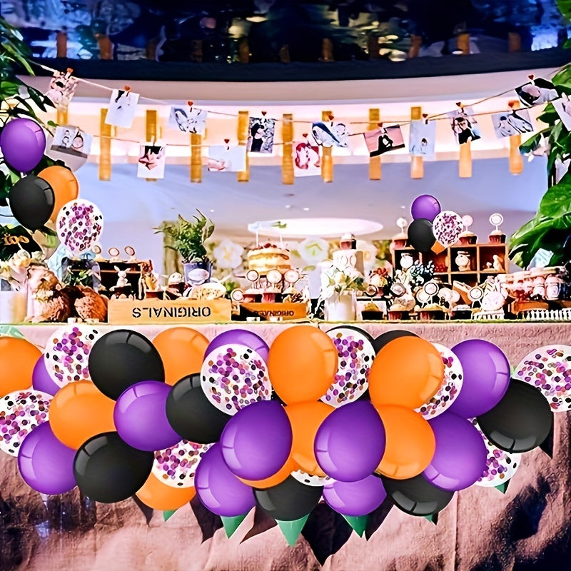 60pcs Orange Latex Balloons & Confetti Balloons for Halloween Party