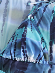  Tie Dye Bikini Set with Long Sleeve Cover Up