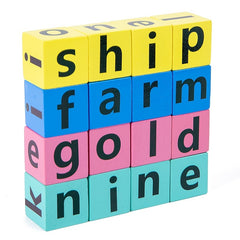 Wooden Spelling Game Building Blocks with Cards for Kids Learning Toy