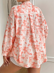  Tie Dye Button Up Collar Blouse