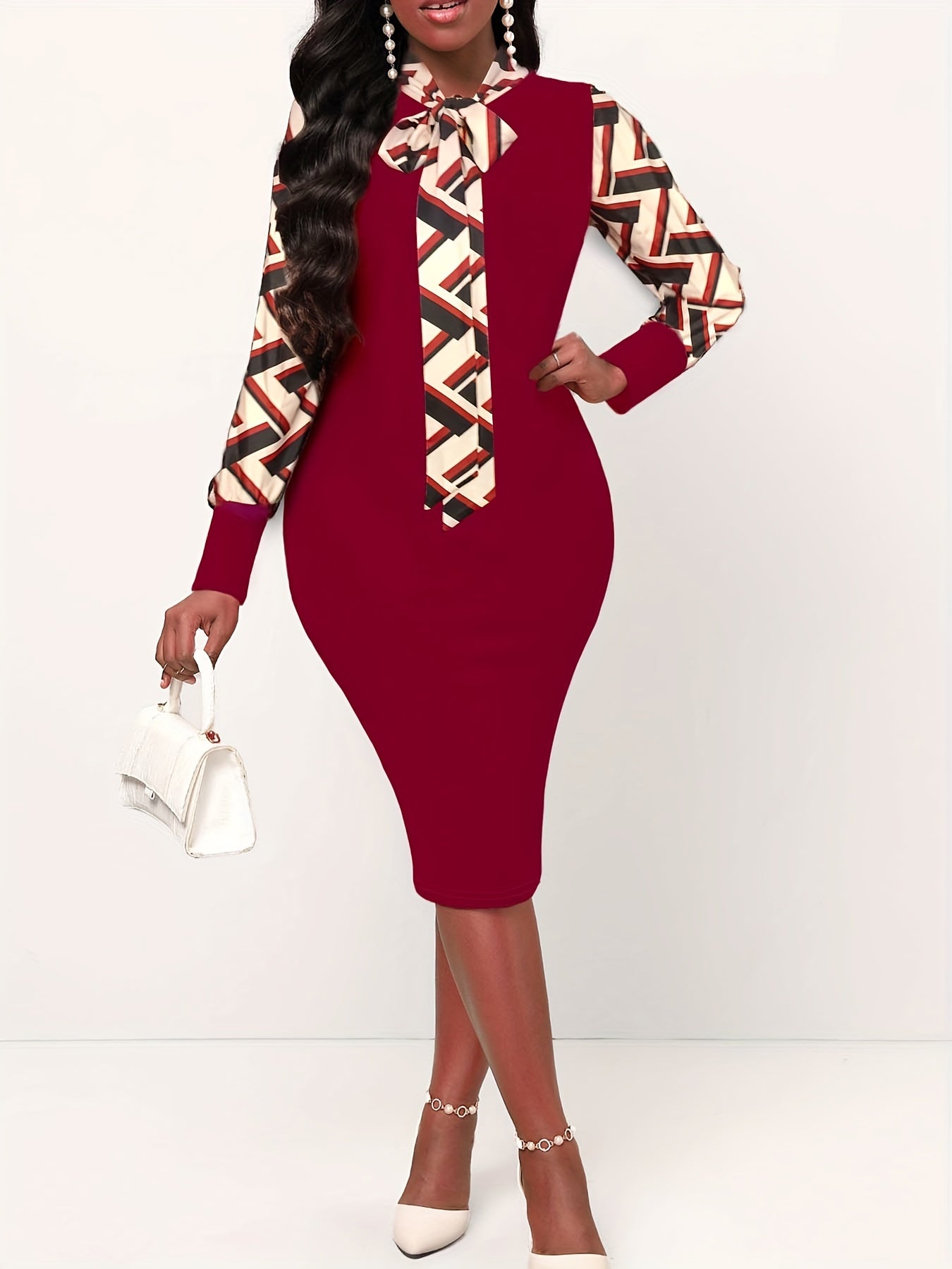  Leopard Print Raglan Sleeve Bodycon Dress