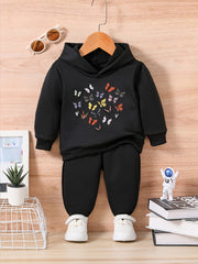 Butterfly Print Toddler Baby Outfit Set for Fall Winter