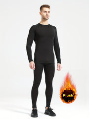 Men's Fleece Warm Compression Crew Neck Shirt & Pants Set