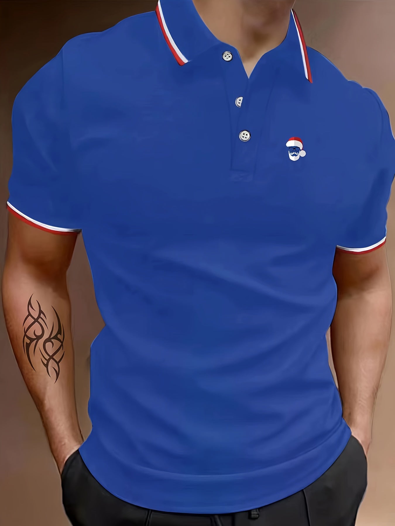 Men's Breathable Golf Shirts Christmas Santa Pattern for Gym Workout