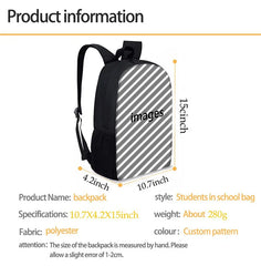15" Cat 3D Print School Backpack Teenager Student Boys Girls Book Bag