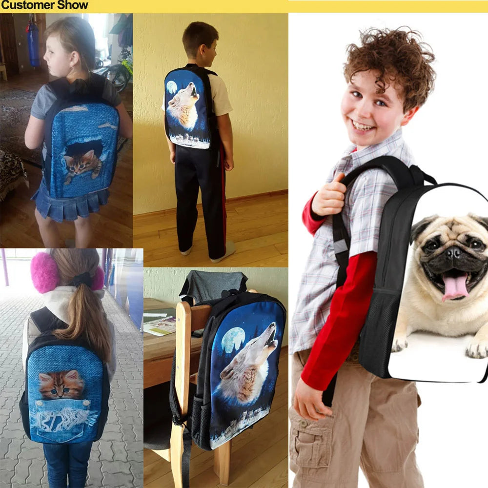 16 Inch Shark 3D Printing Backpack Student Book Bags