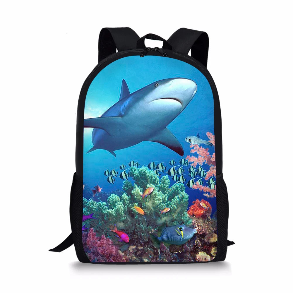 16 Inch Shark 3D Printing Backpack Student Book Bags