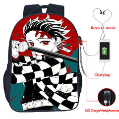 16 Inch Demon Slayer USB Backpack Kimetsu No Yaiba School Bag