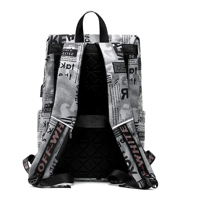 16 Inch Laptop Backpack, Men's Commuter Bag, Punk Print Schoolbag