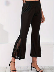 Lace Elastic High Rise Flared Leg Trousers