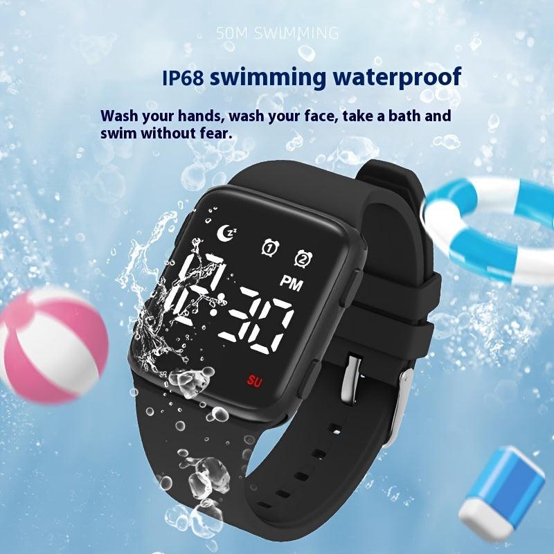 Square Digital Watch Alarm Stopwatch Timer Date Display LED Unisex