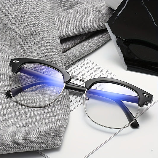 Square Clear Lens Glasses Rivet Decor Eyewear Minimalist Anti Light Glasses