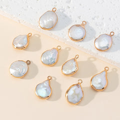 DIY Baroque Golden Trim Single Hanging Pearl 1pc Hand Craft