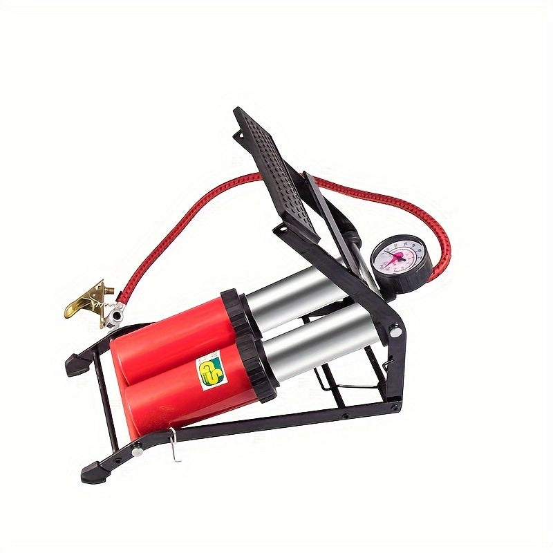 Dual Tube High Pressure Foot Pump with Gauge for Balloon Basketball