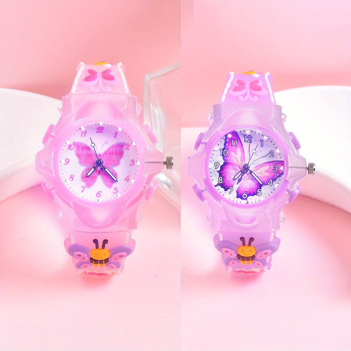 Girls' 3D Printed Silicone Strap Butterfly Kids Watch