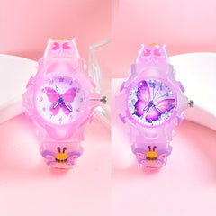 Girls' 3D Printed Silicone Strap Butterfly Kids Watch