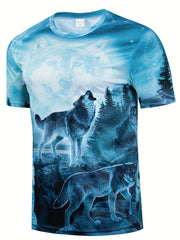 Men's 3D Pattern Print Graphic Crew Neck Active T-shirt