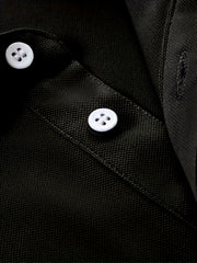 Men's Vintage Long Sleeve Polo Shirt Casual Lapel Button Up