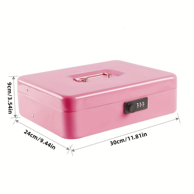 Combination Lock Cash Box Money Storage Safe with Tray
