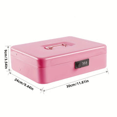 Combination Lock Cash Box Money Storage Safe with Tray